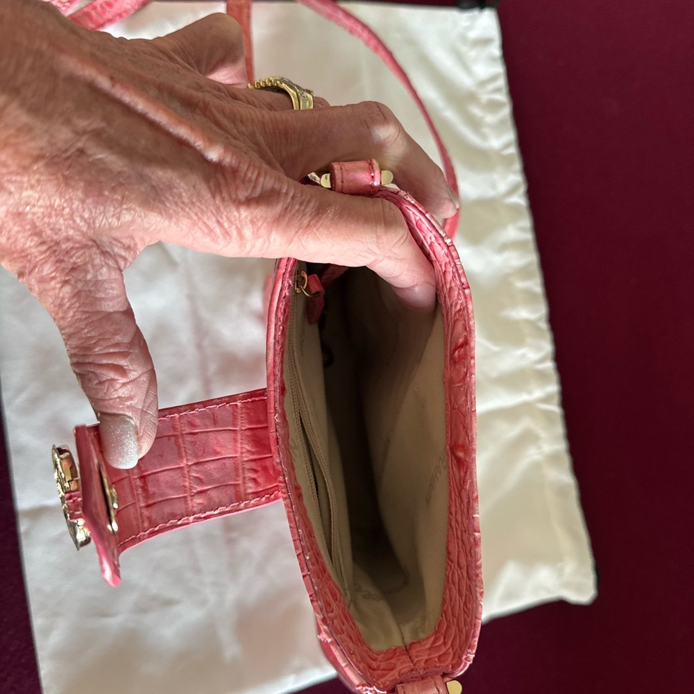 Pink Brahmin Crocodile Embossed Crossbody Bag - Picture 3 of 3